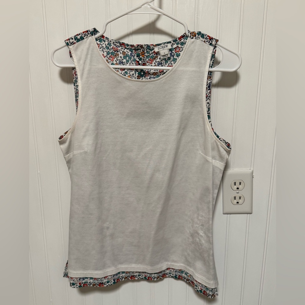 J.Crew Floral and White Sleeveless Top